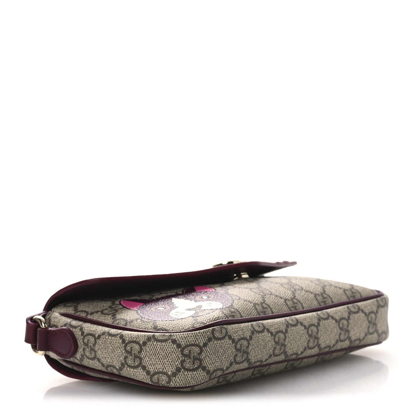 GG Supreme Monogram Cat Print Mini Shoulder Bag Beige Ebony Rosso