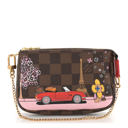 Louis Vuitton Damier Ebene 2019 Christmas Animation Mini Pochette Accessories Red 1 of 11