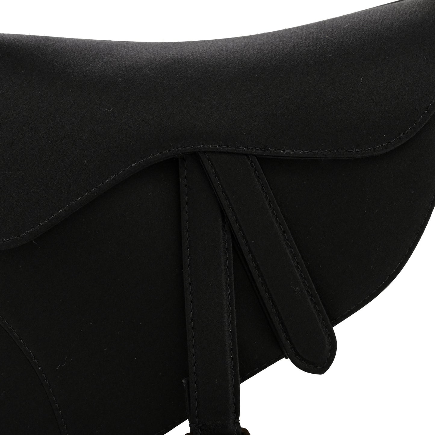 Satin Crystal Mini Saddle Bag Black
