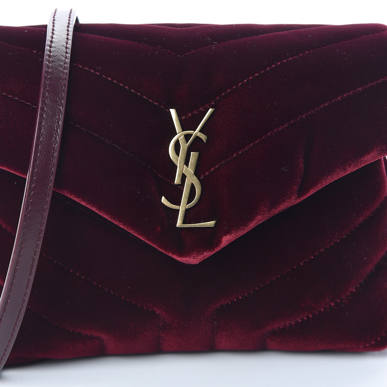 Saint Laurent Velvet Y Quilted Monogram Toy Loulou Crossbody Bag French Burgundy 7 of 9