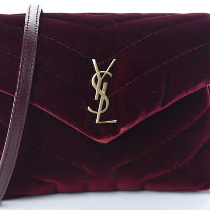 Saint Laurent Velvet Y Quilted Monogram Toy Loulou Crossbody Bag French Burgundy 7 of 9