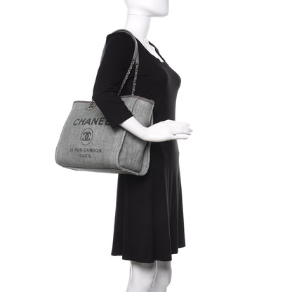 Chanel Woven Straw Raffia Small Deauville Tote Grey 2 of 10