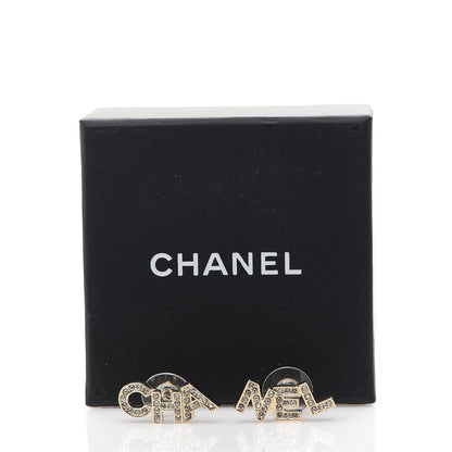 Chanel Crystal Pearl Signature Stud Earrings Gold 5 of 5