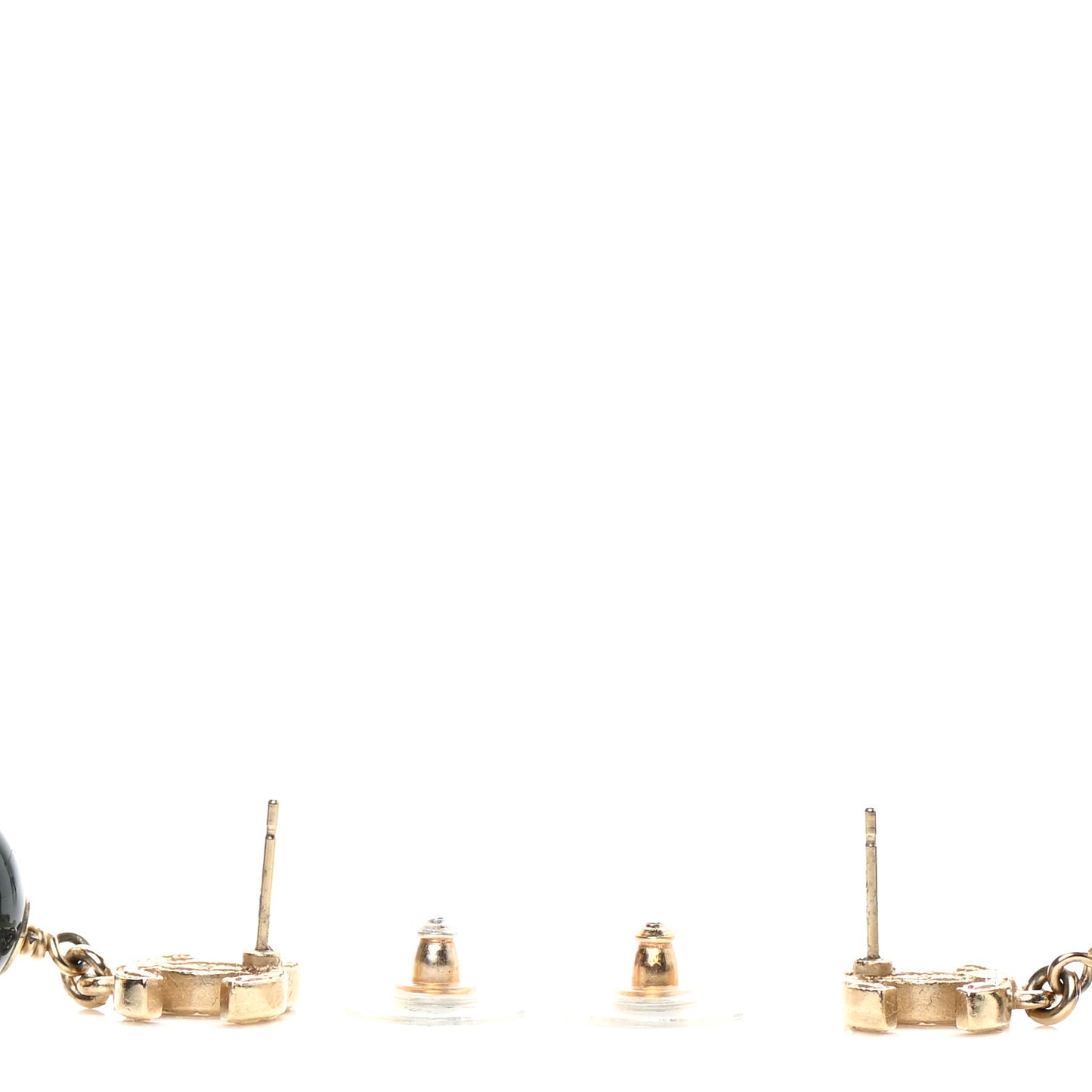 CC Bead Drop Earrings Dark Green Gold