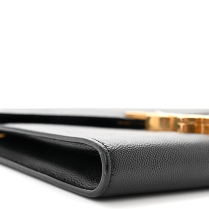 Saint Laurent Grain De Poudre Monogram Cassandra Chain Wallet Black 9 of 12