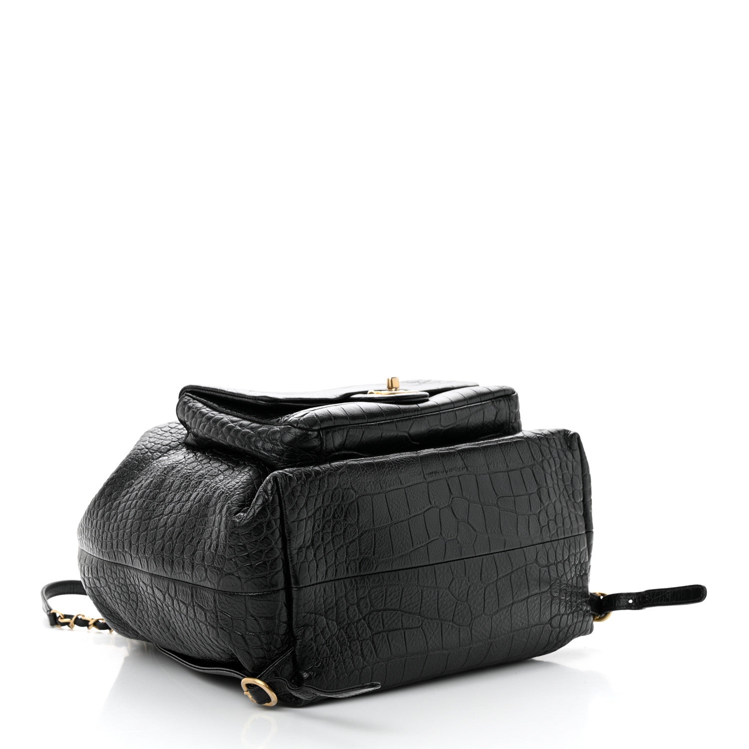 Chanel Calfskin Crocodile Embossed Large Backpack Black 4 of 10