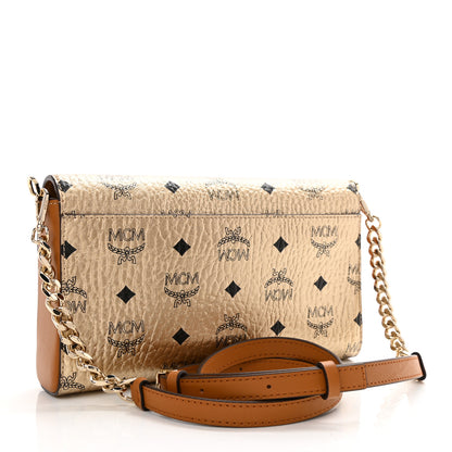 MCM Metallic Visetos Medium Millie Crossbody Bag Berlin Gold 3 of 8