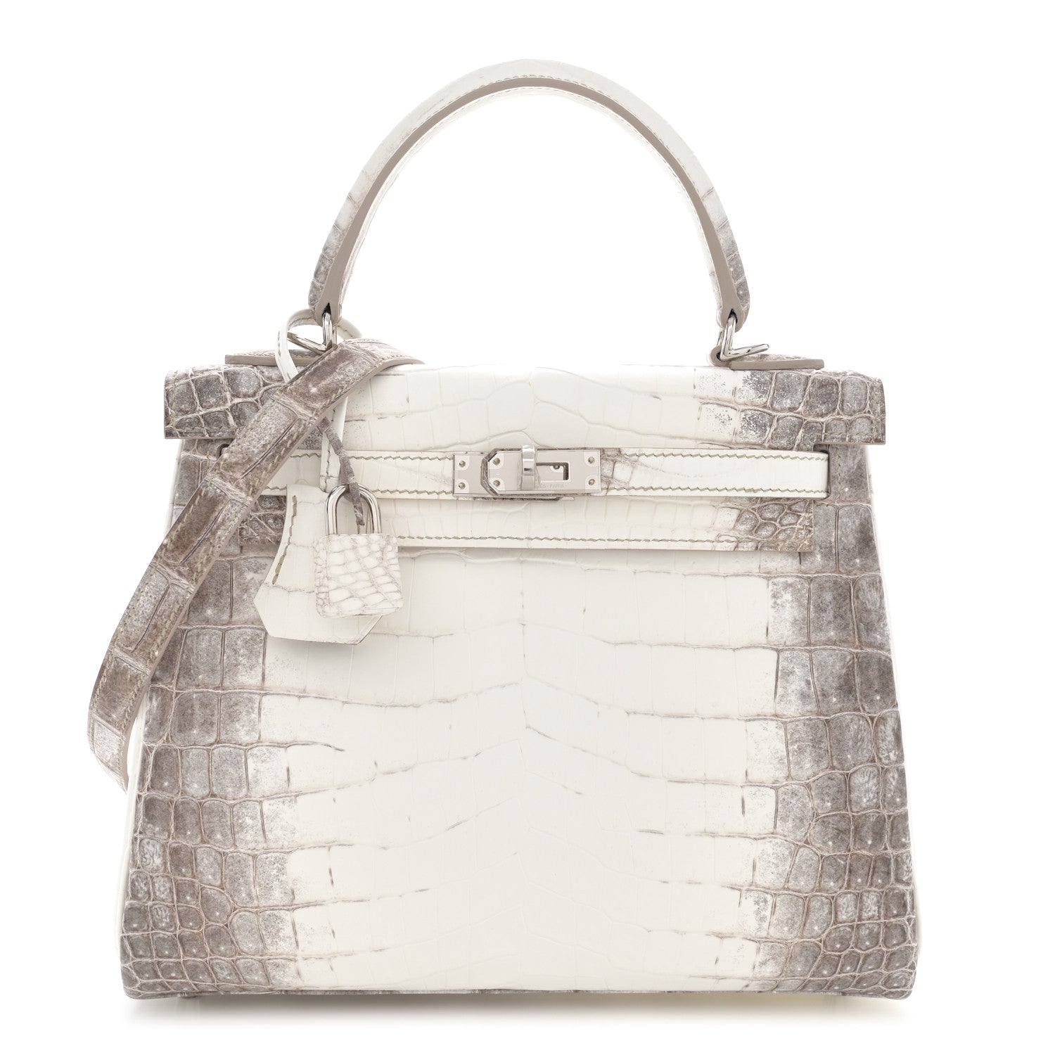 Hermes Matte Niloticus Crocodile Himalaya Kelly Retourne 25 White 1 of 11