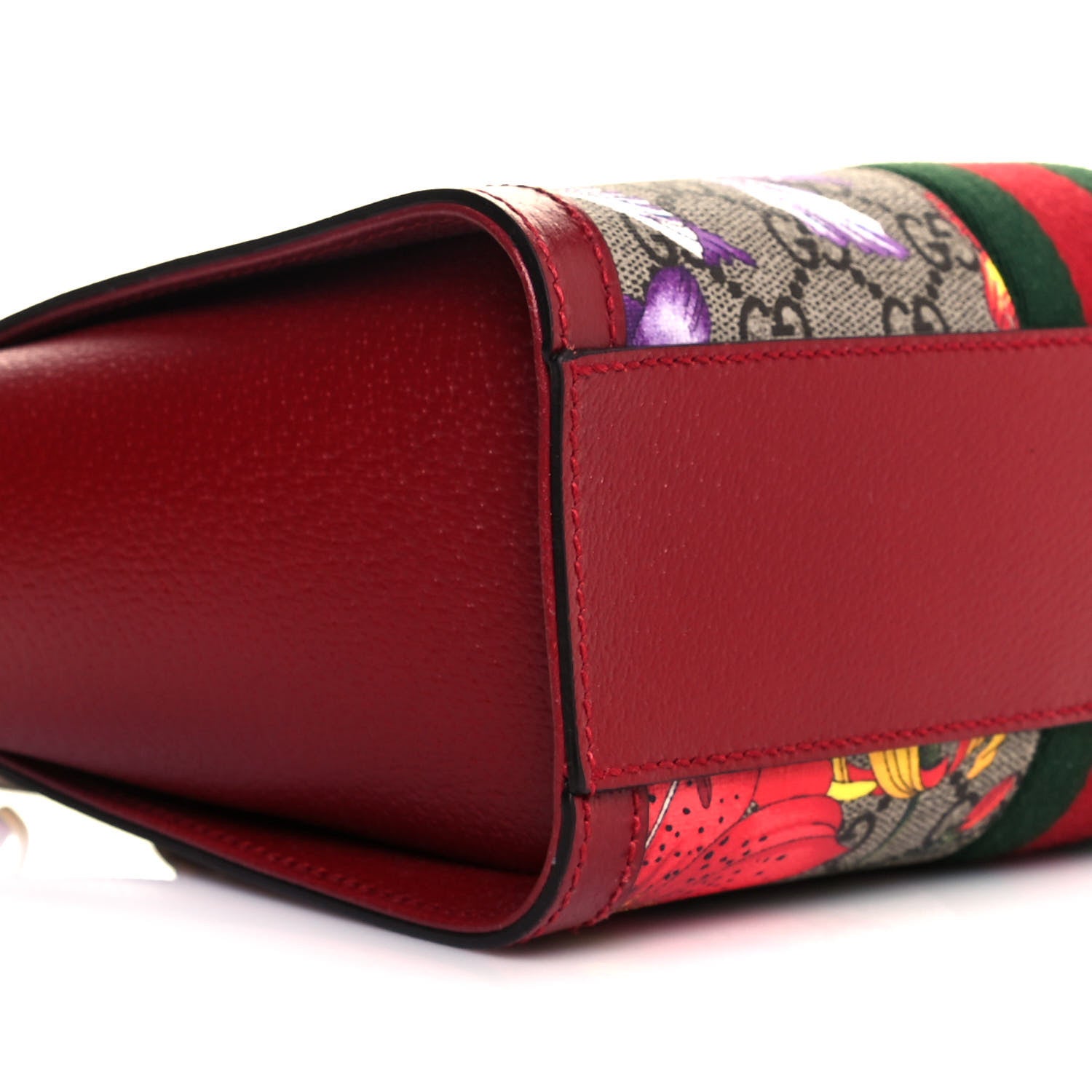 Gucci GG Supreme Monogram Flora Web Small Ophidia Tote Bag Red 9 of 10