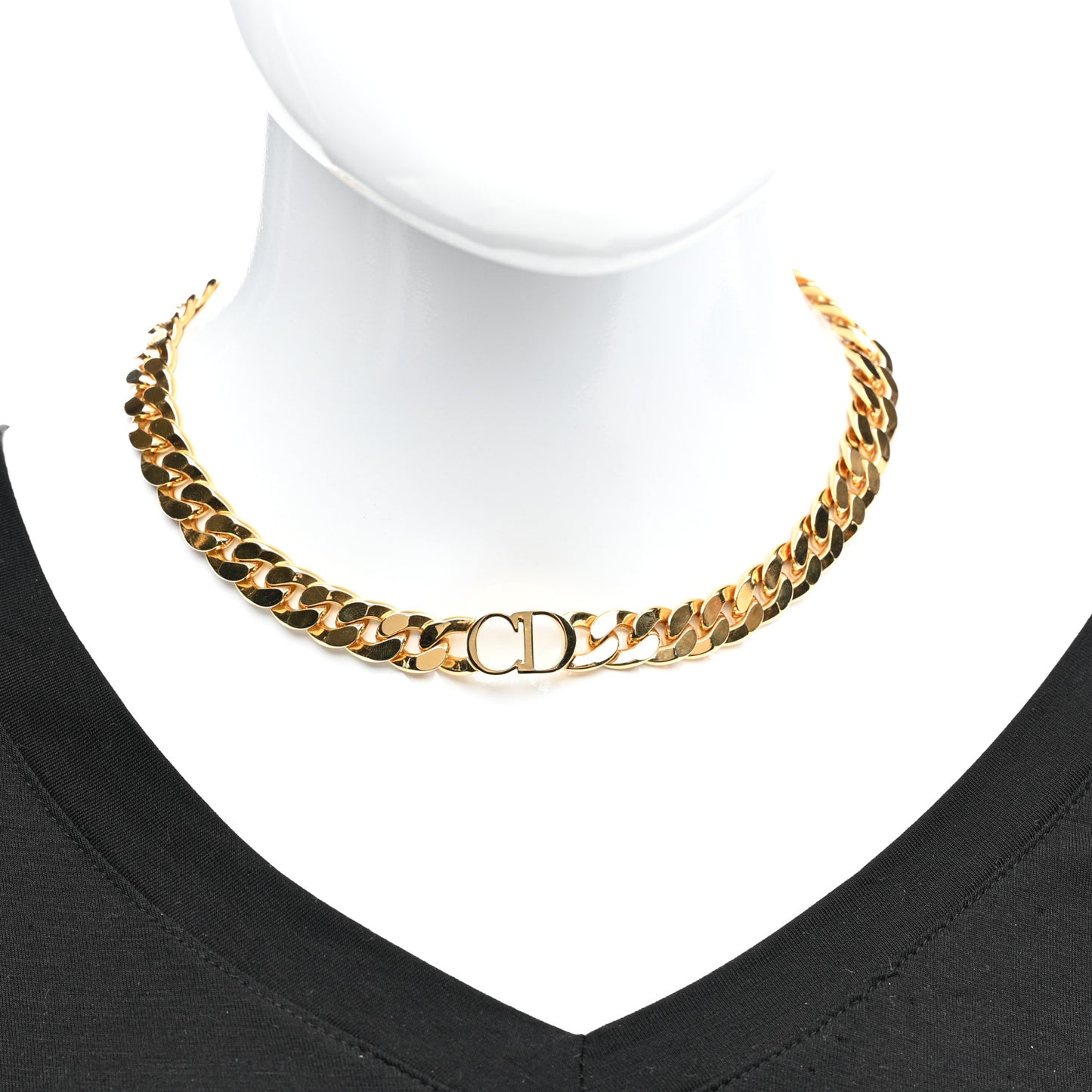 Metal CD Choker Necklace Gold