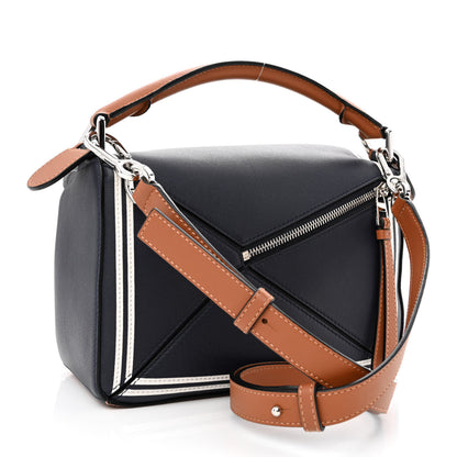 Loewe Calfskin Small Puzzle Bag Deep Blue Soft White 3 of 9
