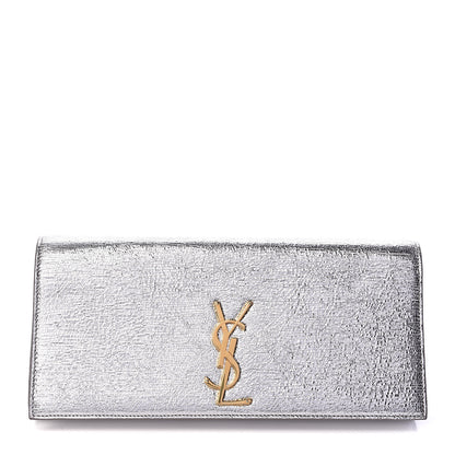 Saint Laurent Textured Metallic Calfskin Classic Monogram Cassandre Clutch Silver 1 of 7