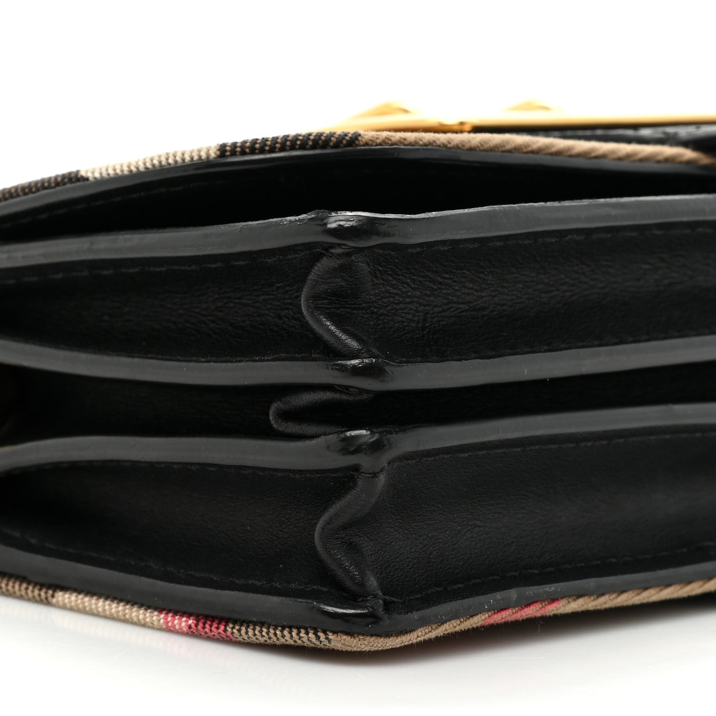 Metallic Calfskin House Check Sequin Small Madison Buckle Bag Gold