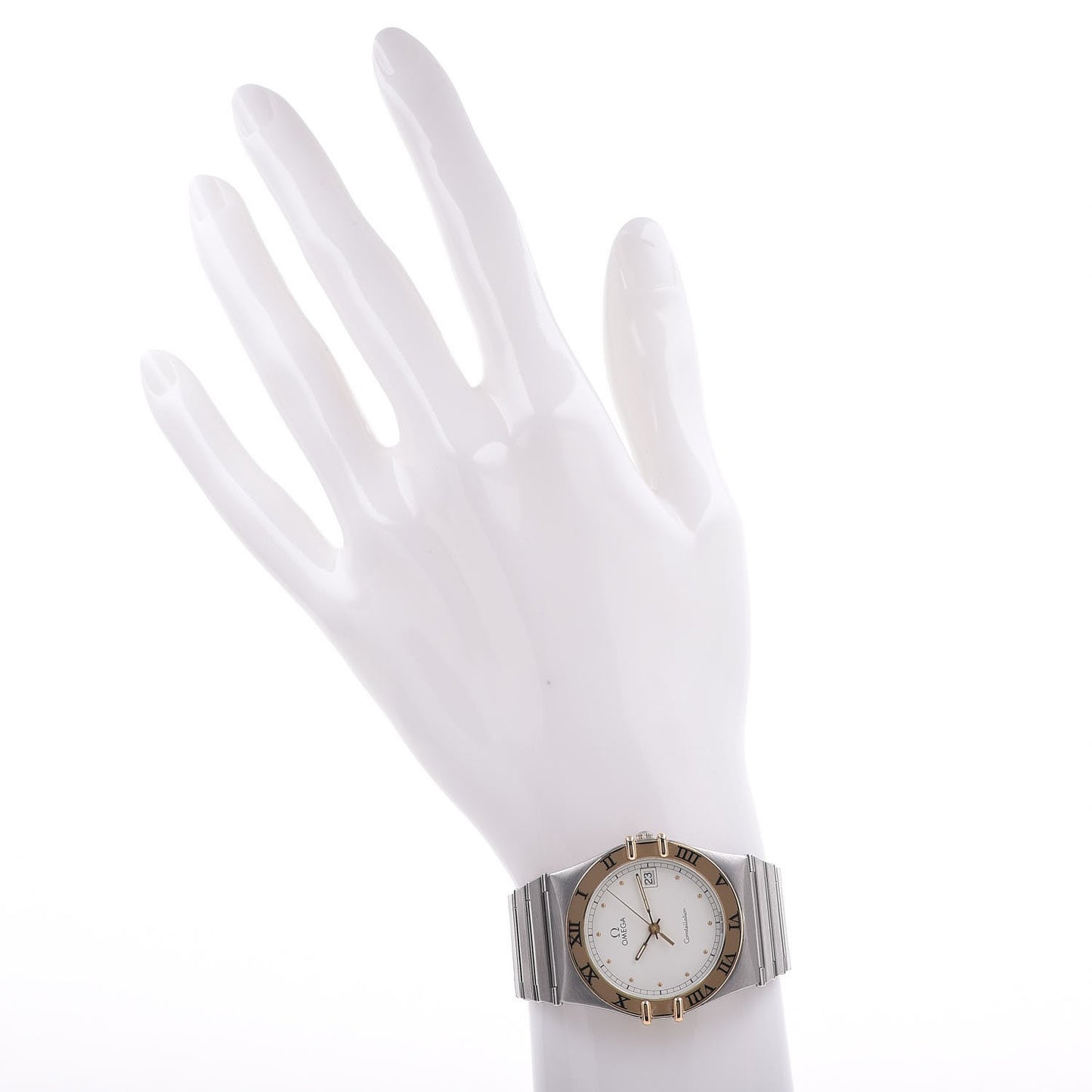 Stainless Steel 18K Yellow Gold 33mm Constellation Quartz Watch White 396.1075