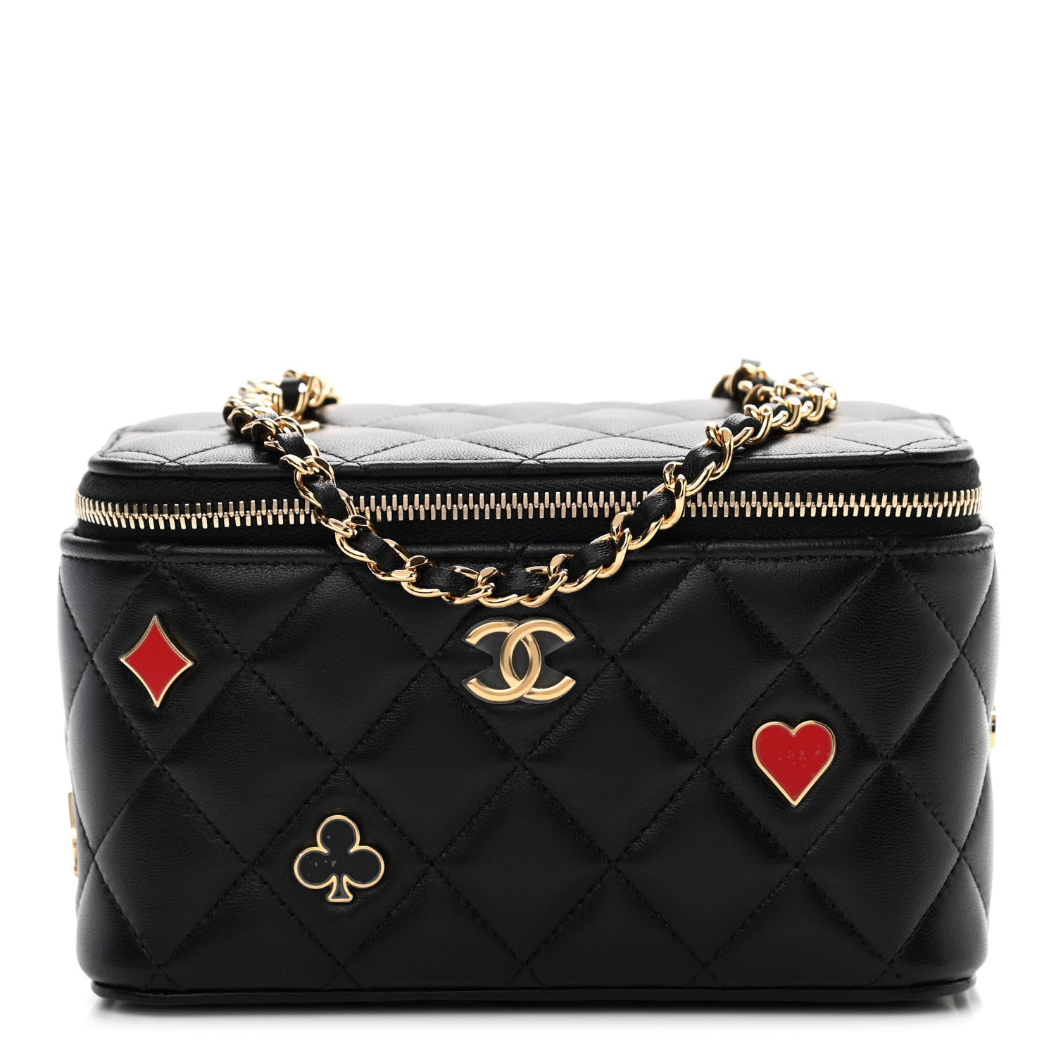 Chanel Lambskin Quilted Enamel Coco Casino Small Vanity Case With Chain Black 1 of 10