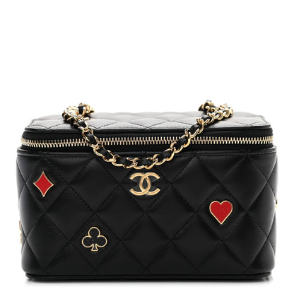 Chanel Lambskin Quilted Enamel Coco Casino Small Vanity Case With Chain Black 1 of 10