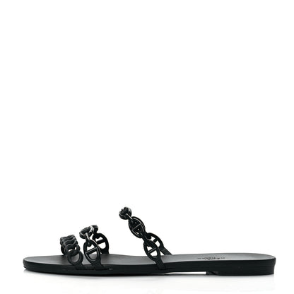 Hermes Rubber Chaine d'Ancre Rivage Sandals 41 Black 1 of 7