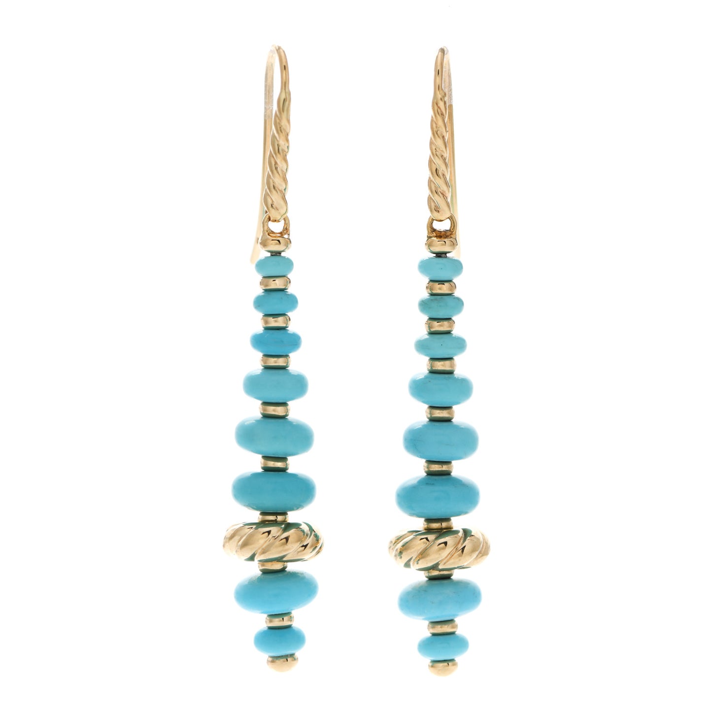 18K Yellow Gold Turquoise Rio Rondelle Drop Earrings