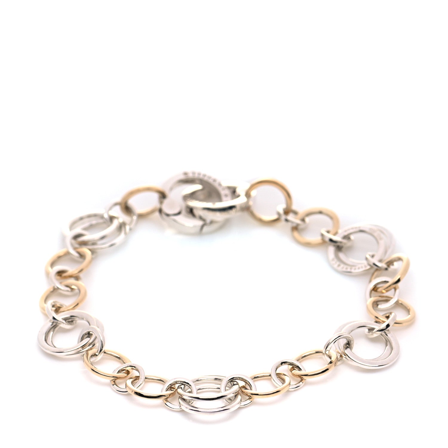 Tiffany Sterling Silver 18K Yellow Gold Circle Link Bracelet 1 of 5
