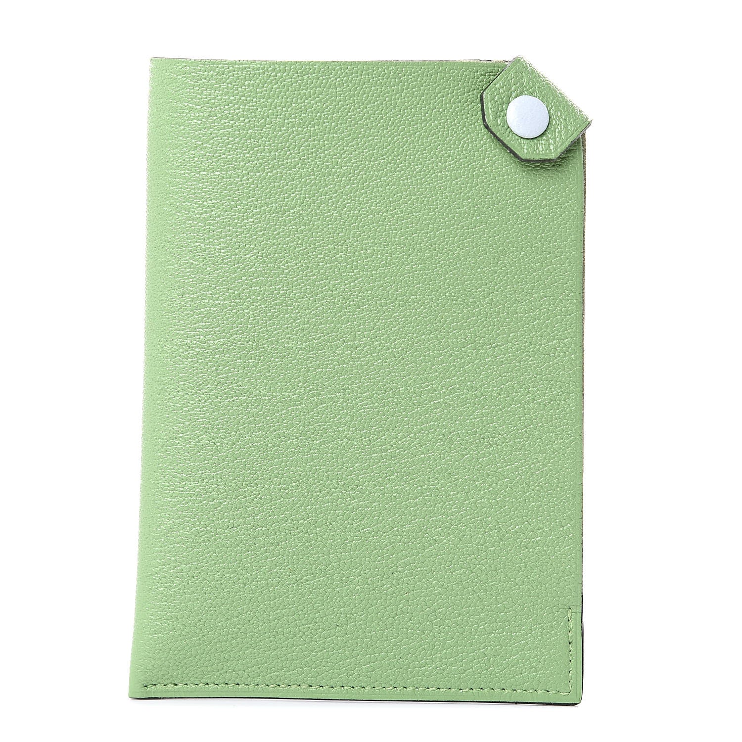 Hermes Chevre Mysore Tarmac Dot PM Passport Holder Vert Criquet Bleu Brume 1 of 8