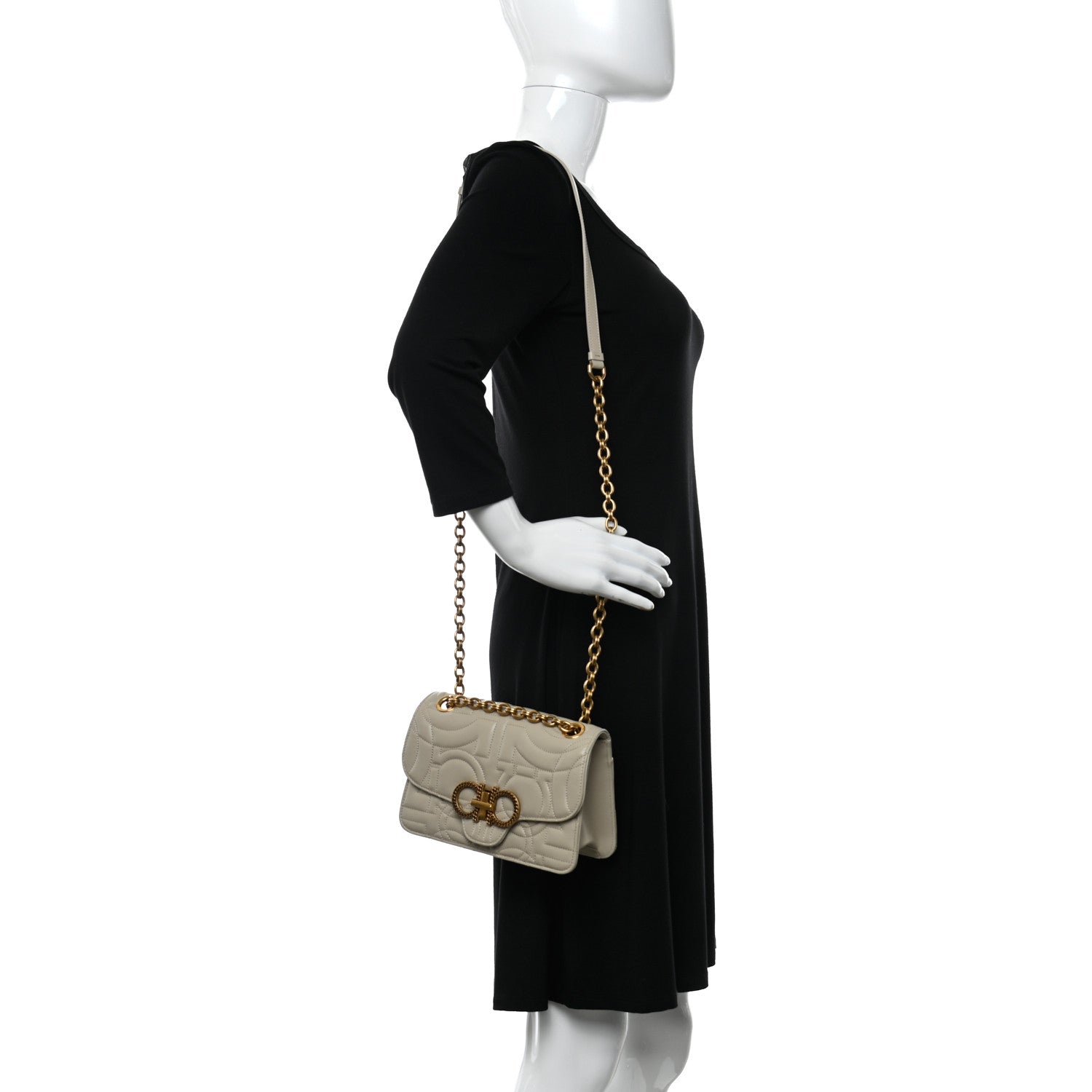 Salvatore Ferragamo Calfskin Quilted Gancini Flap Bag Peony 2 of 11