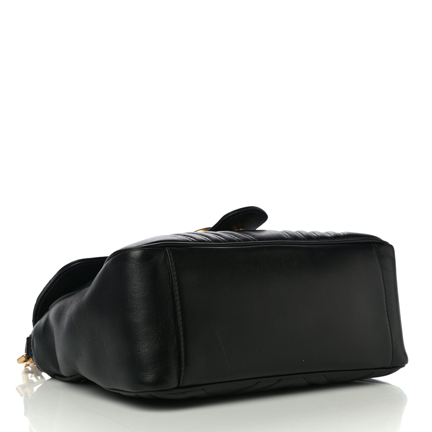 Gucci Calfskin Matelasse Small GG Marmont Top Handle Shoulder Bag Black 4 of 13