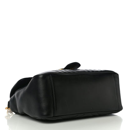 Gucci Calfskin Matelasse Small GG Marmont Top Handle Shoulder Bag Black 4 of 13