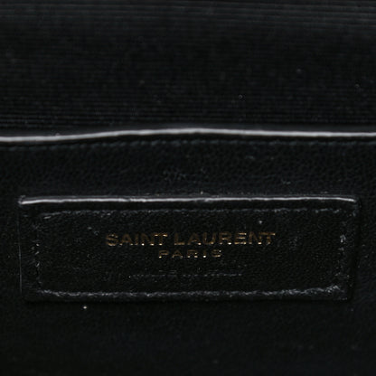 Saint Laurent Grain De Poudre Textured Mixed Matelasse Triquilt Small Monogram Satchel Dark Beige 8 of 11