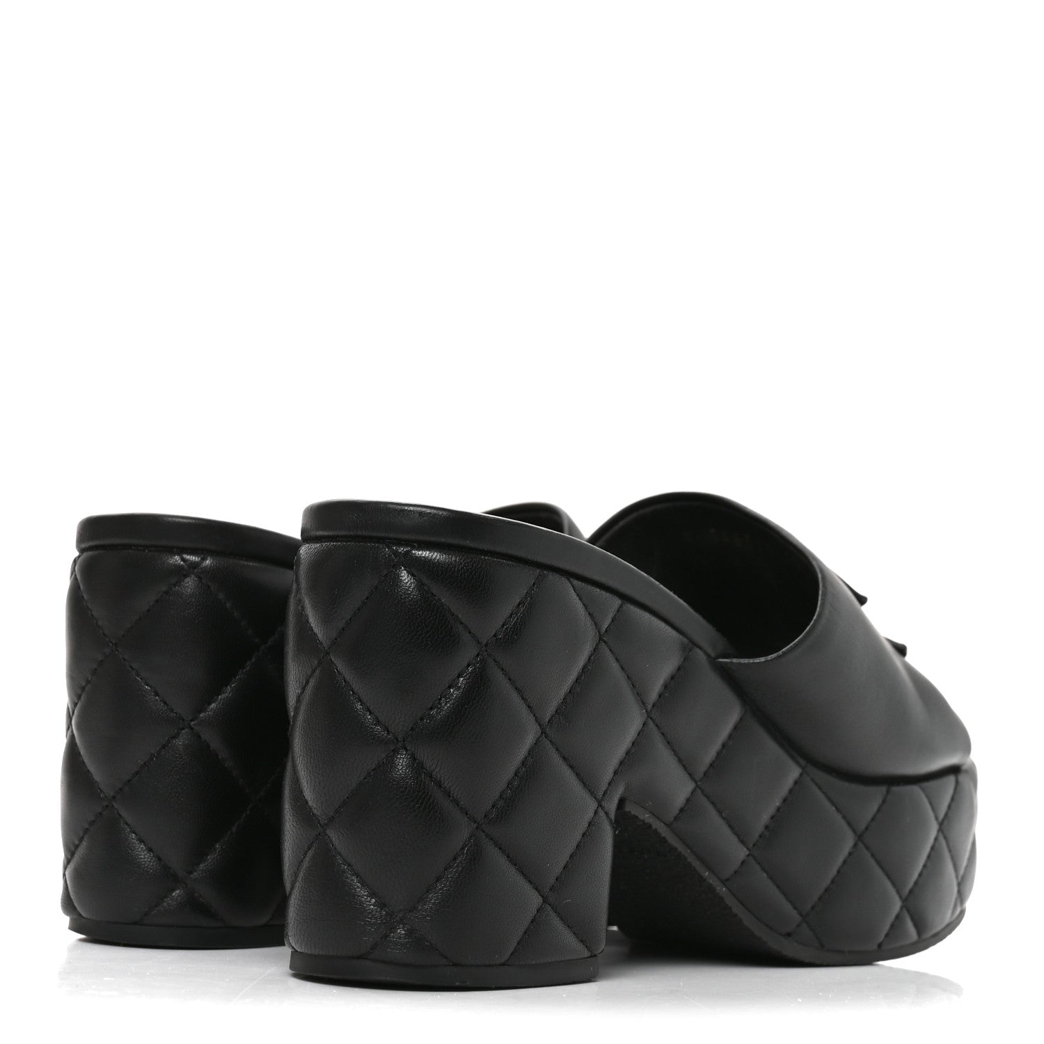 Chanel Lambskin Quilted CC Platform Mules 38 Black 5 of 8
