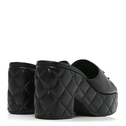 Chanel Lambskin Quilted CC Platform Mules 38 Black 5 of 8