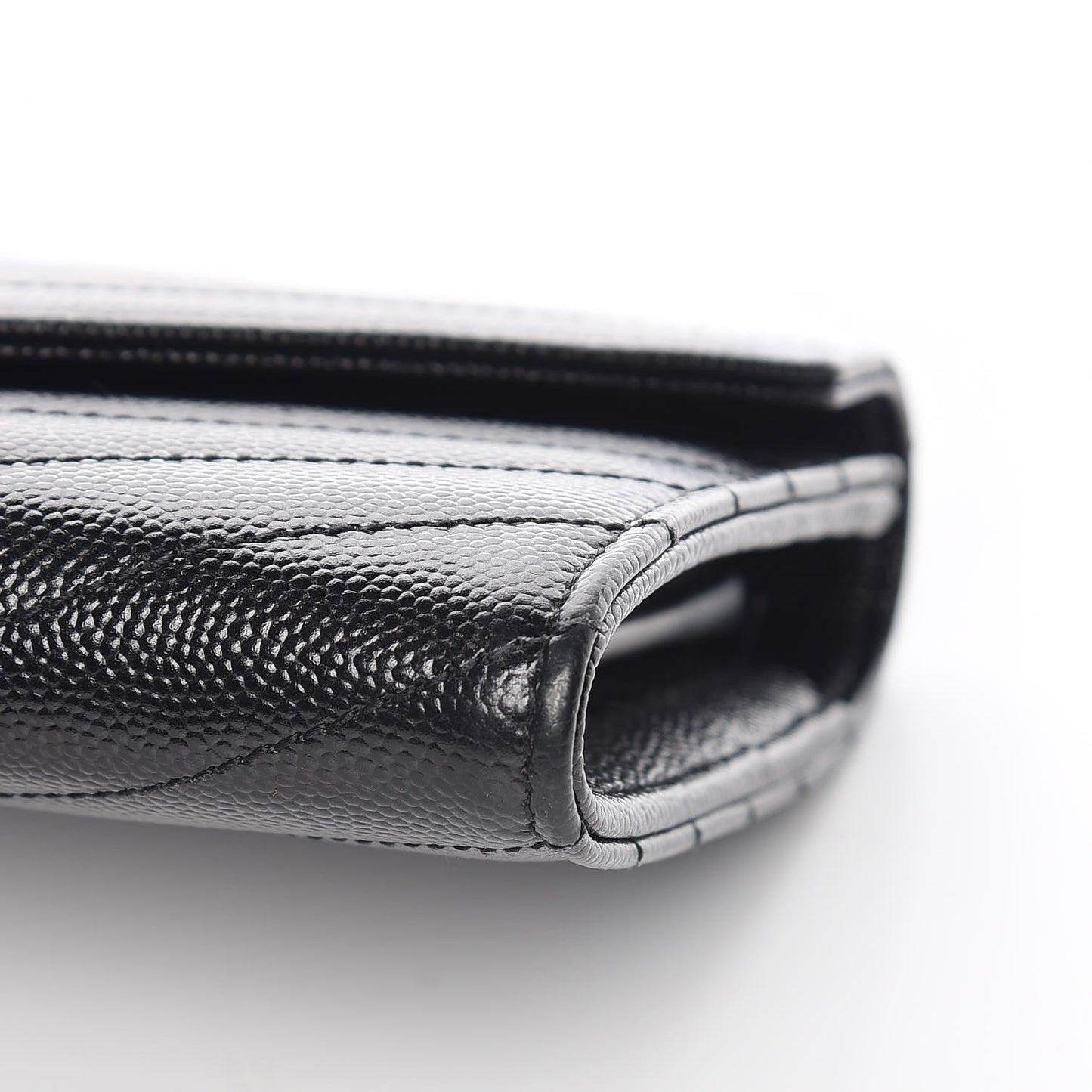 Grain De Poudre Matelasse Chevron Monogram Flap Wallet Black