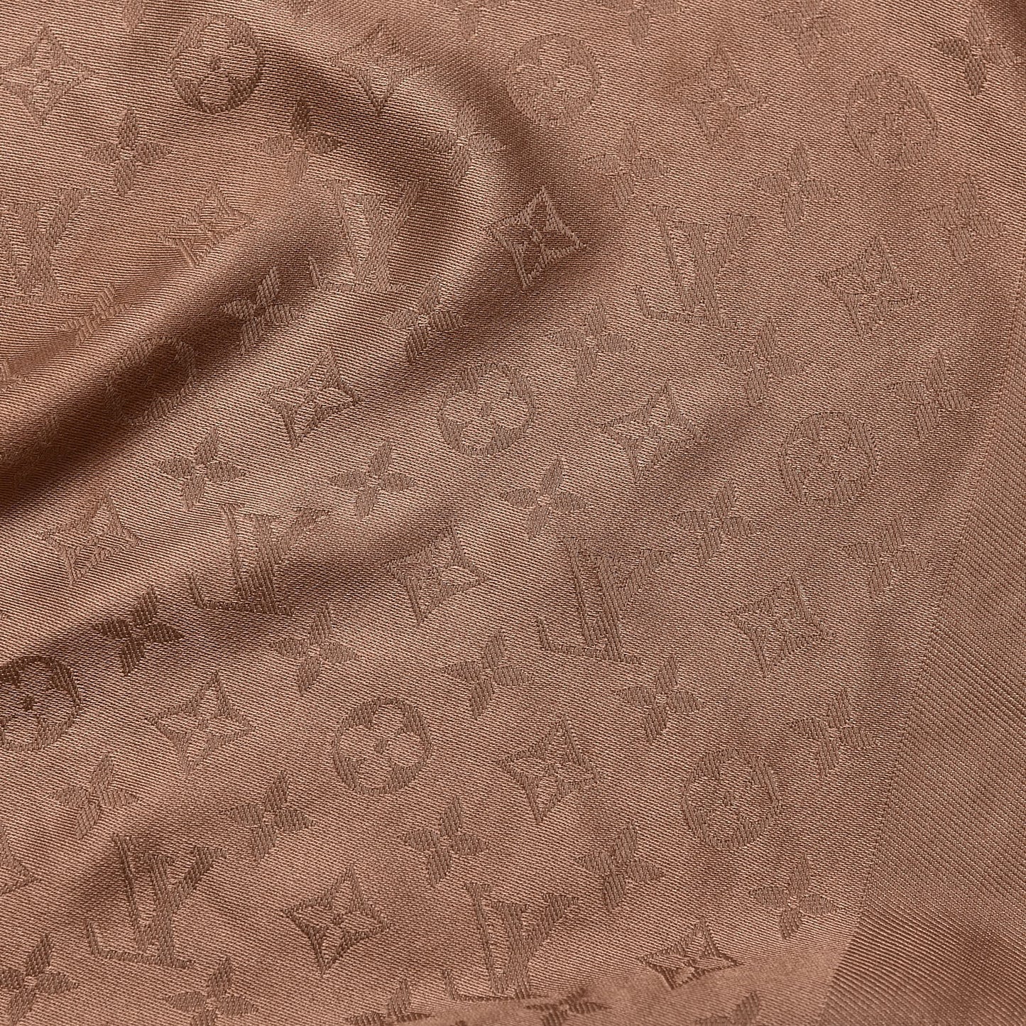 Silk Wool Monogram Shawl Cappuccino