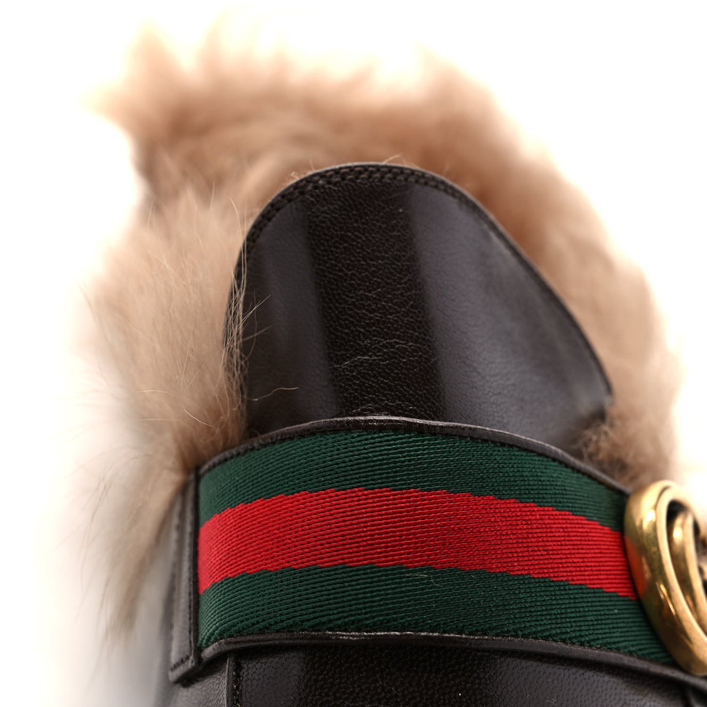 Goatskin Fur Web GG Mens Princetown Slippers 12 Cocoa