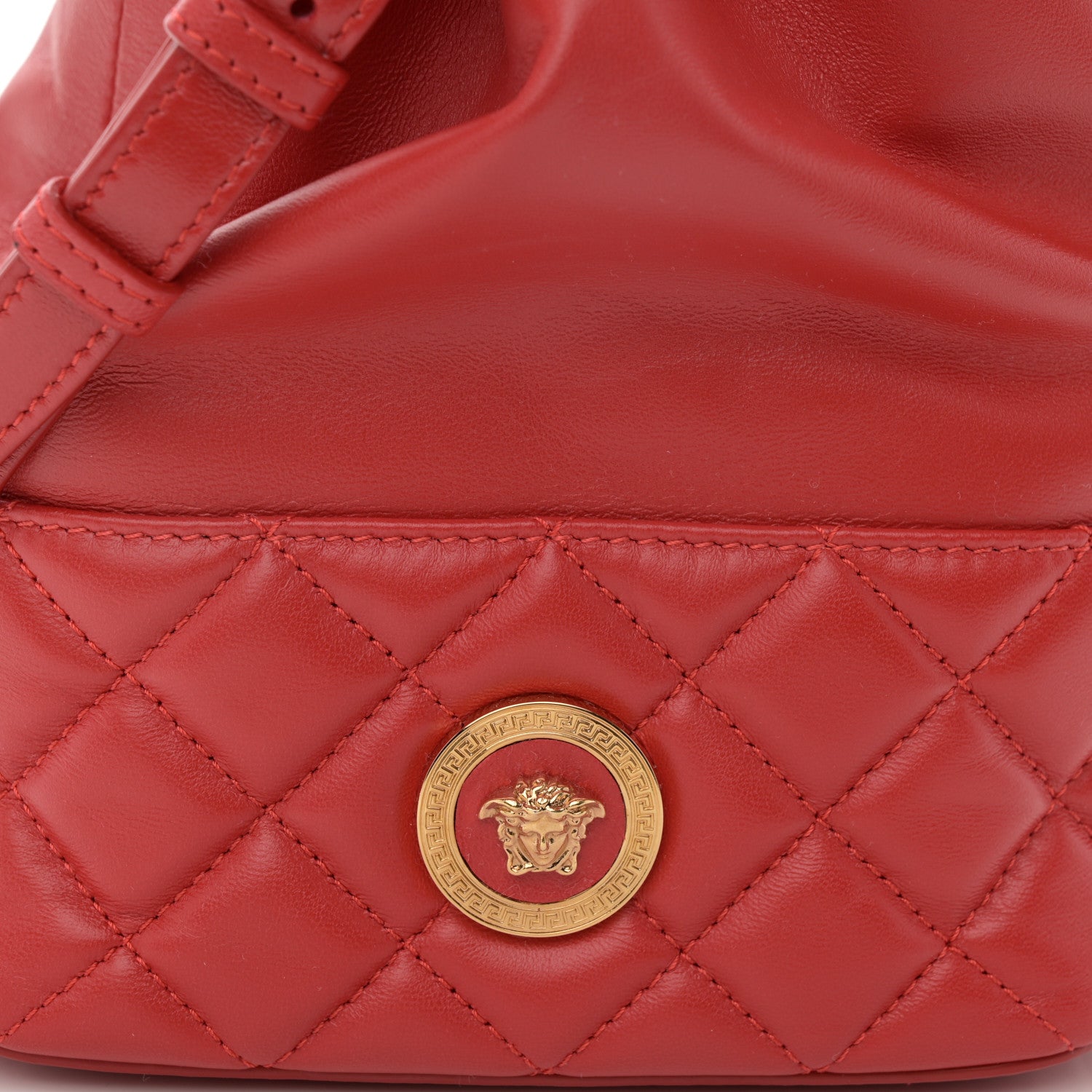 Versace Nappa Quilted Medusa Bucket Bag Red 7 of 11