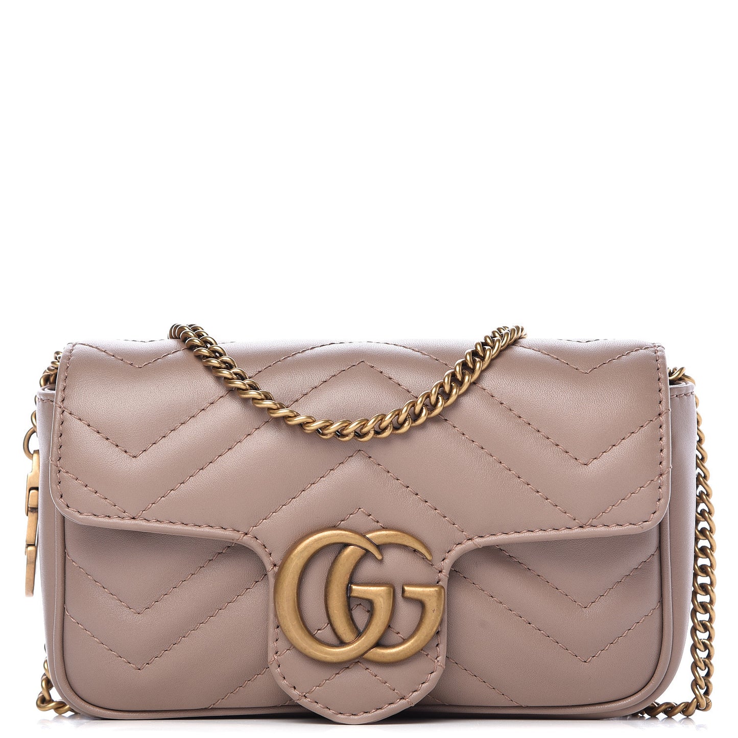 Calfskin Matelasse Super Mini GG Marmont Shoulder Bag Porcelain Rose