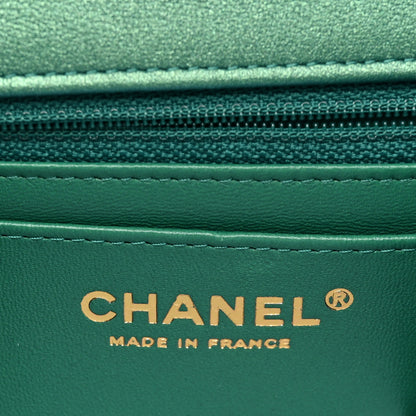 Chanel Iridescent Calfskin Quilted Mini Rectangular Flap Green 5 of 8