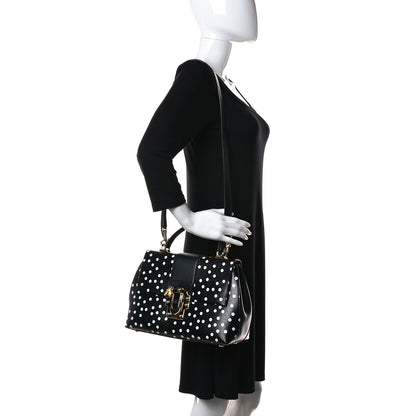 Dolce & Gabbana Calfskin Polka Dot Print Lucia Satchel Black 2 of 10