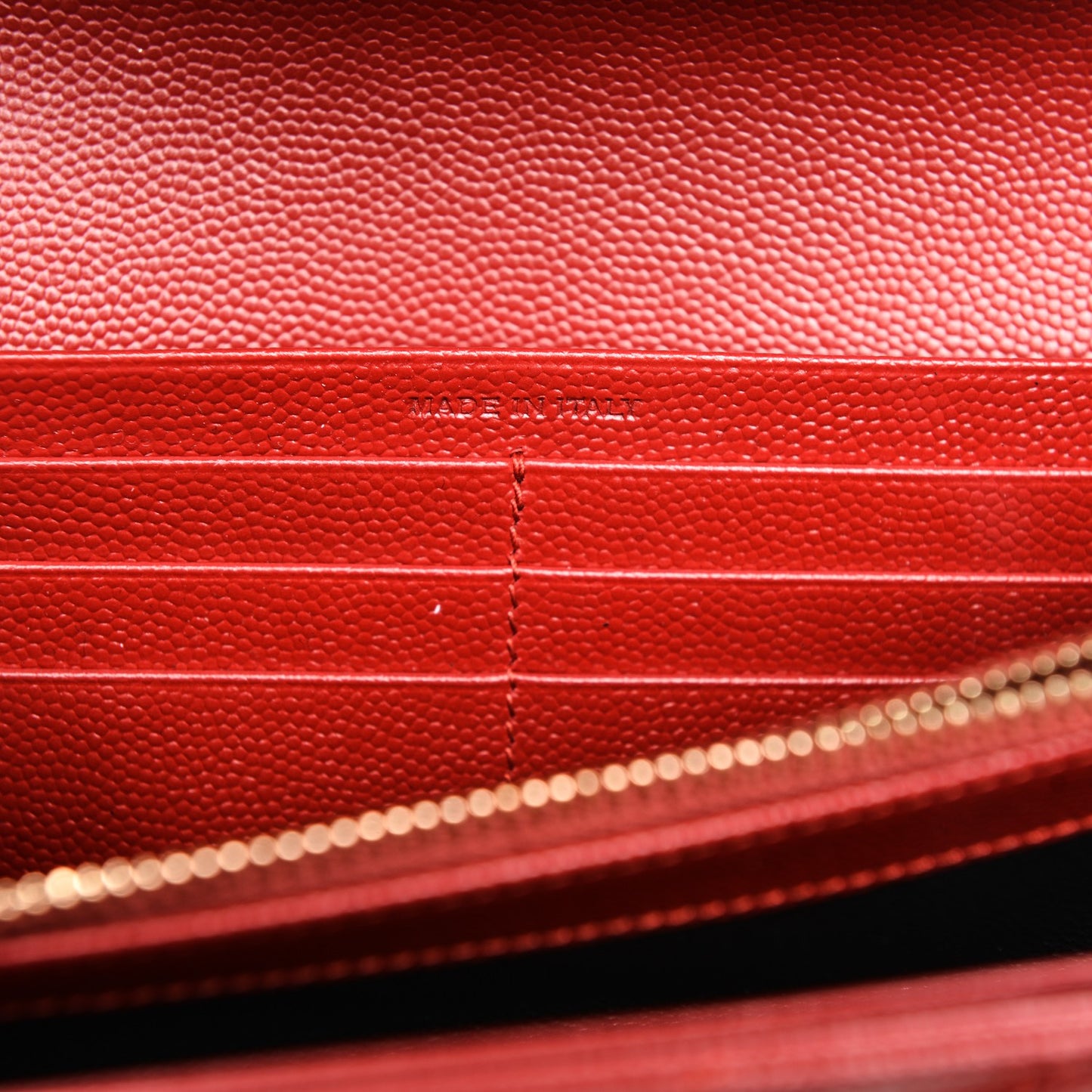 Grain De Poudre Matelasse Chevron Monogram Wallet Red