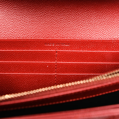 Saint Laurent Grain De Poudre Matelasse Chevron Monogram Wallet Red 7 of 7