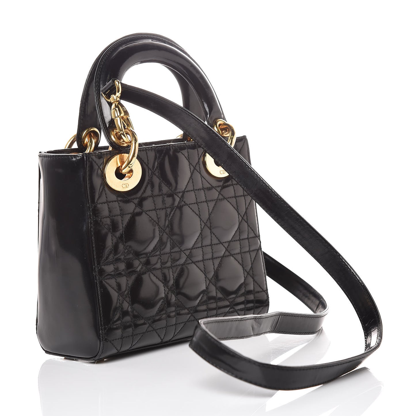 Patent Cannage Mini Lady Dior Black
