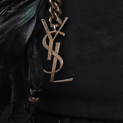 Saint Laurent Suede Fringe Flat Anita Crossbody Bag Black 11 of 16