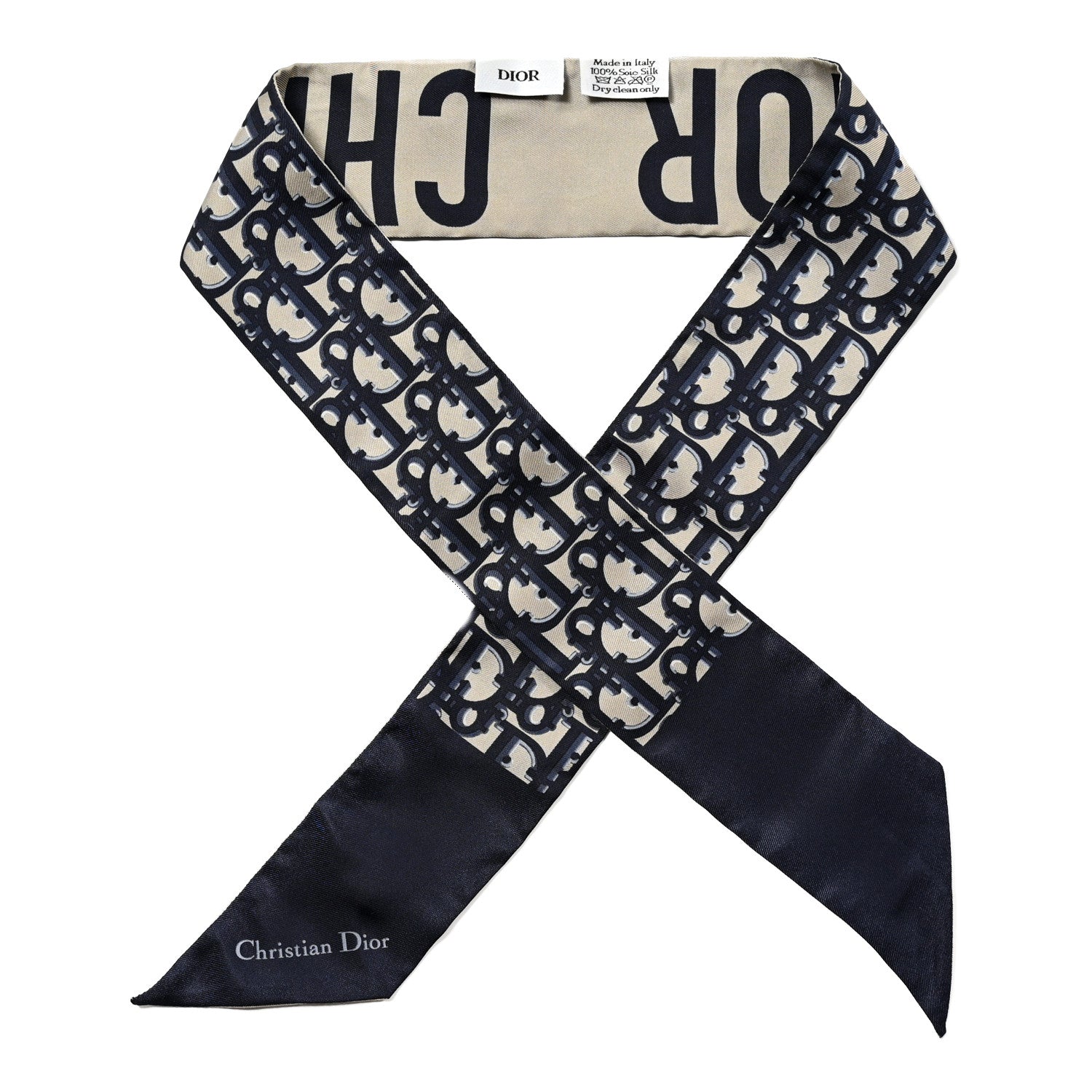 Christian Dior Silk Oblique Mitzah Scarf Blue 1 of 6