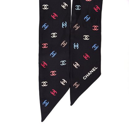 Chanel Silk Heart CC Slim Bandeau Scarf Black 3 of 5