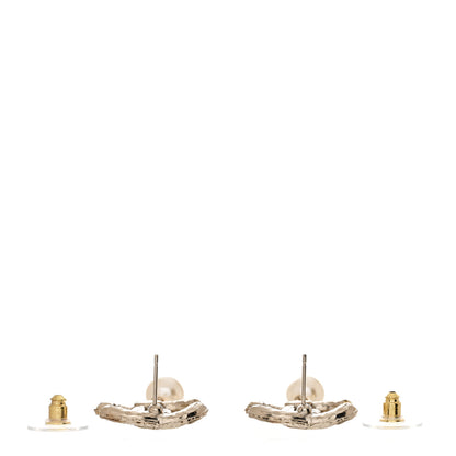 Chanel Crystal Pearl CC Drop Earrings Gold 3 of 4