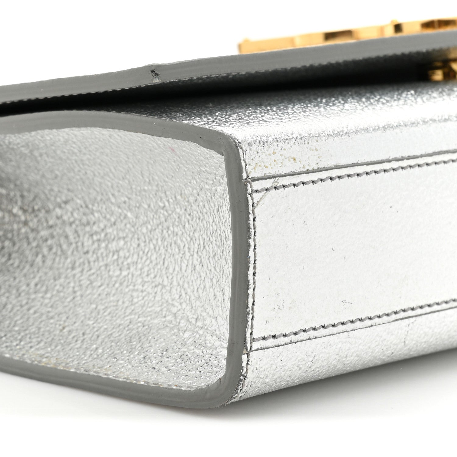 Saint Laurent Metallic Calfskin Medium Classic Monogram Kate Satchel Platine 8 of 18
