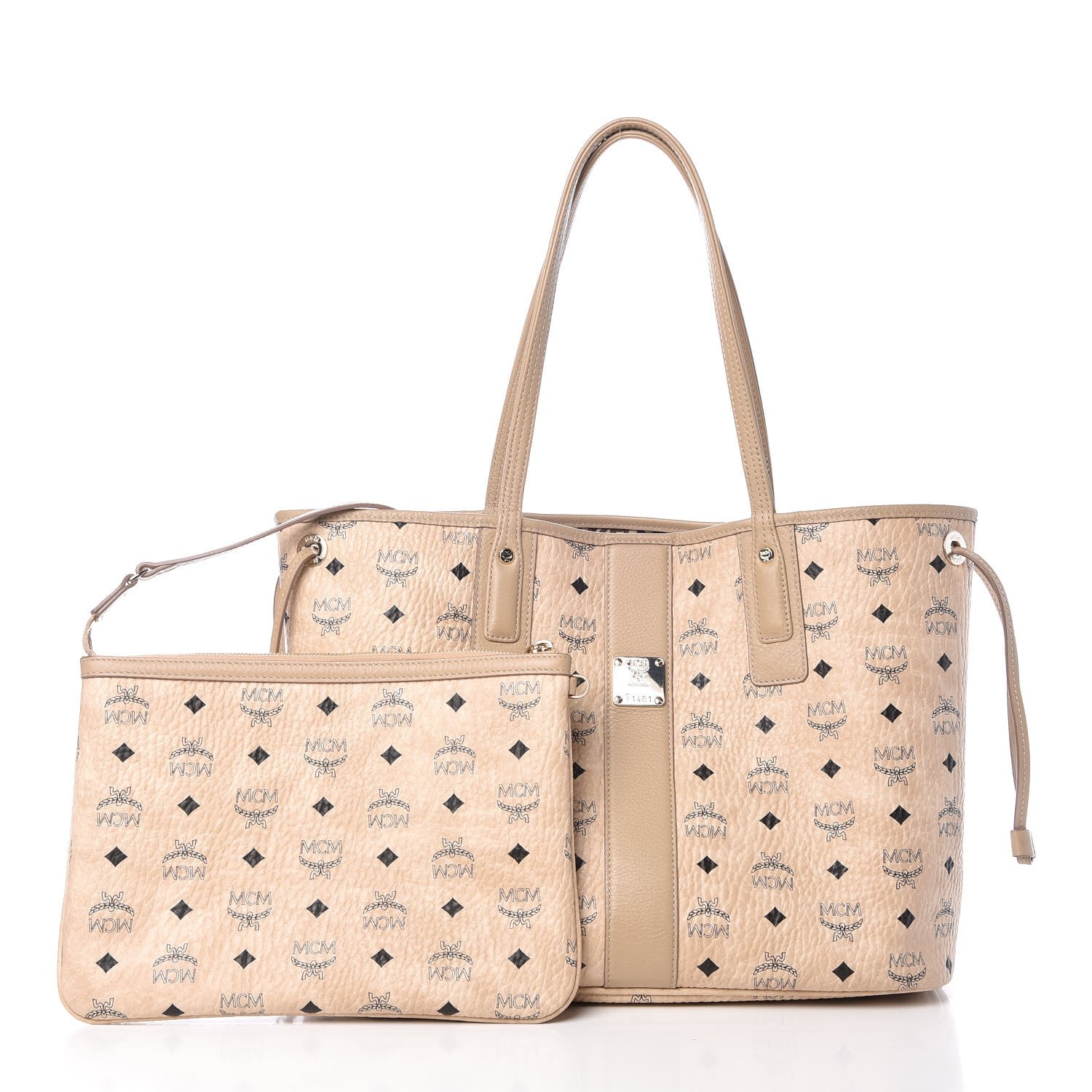 MCM Visetos Medium Liz Reversible Shopper Tote Beige 4 of 12