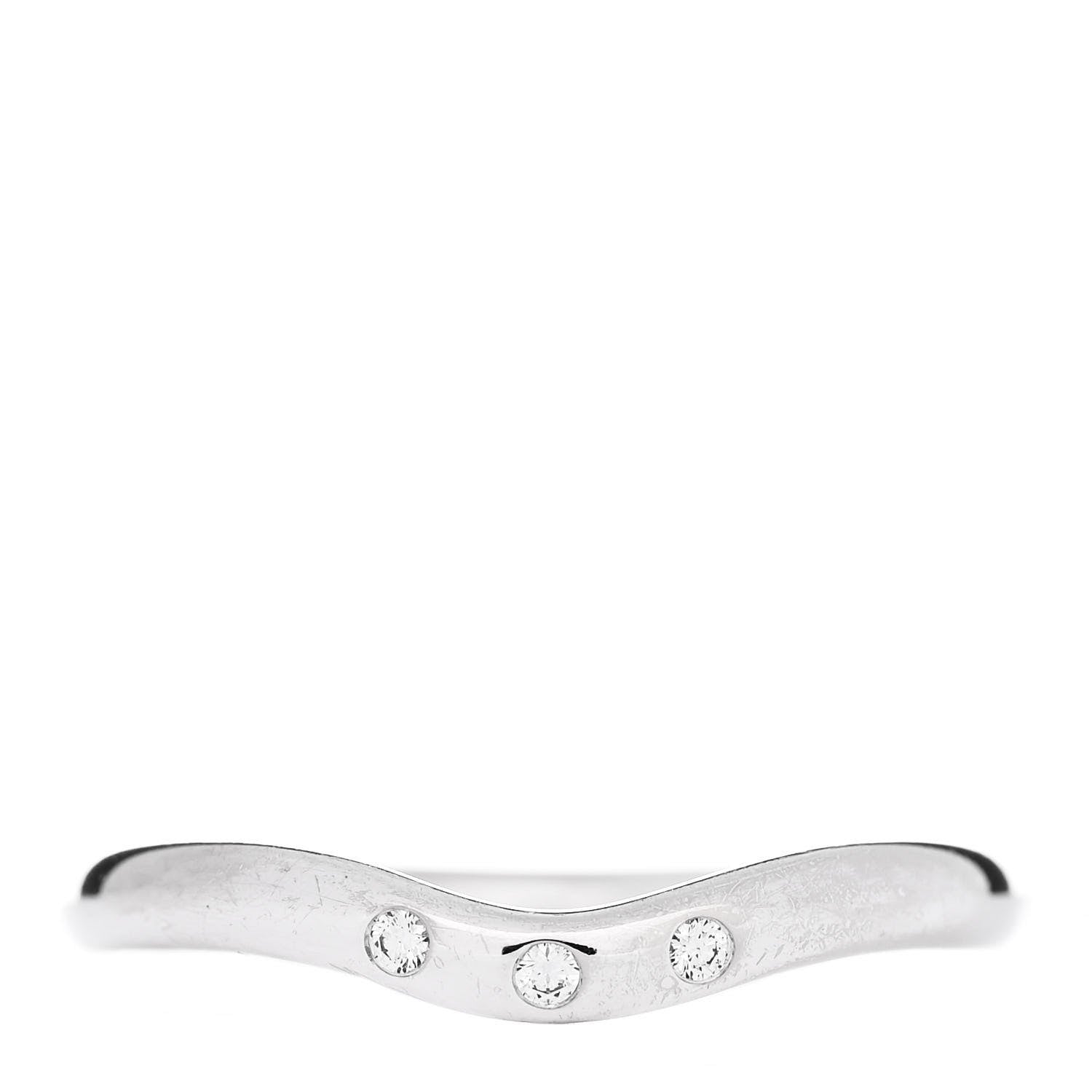 Tiffany 18K White Gold Diamond Elsa Peretti Wedding Band Ring 49 5 1 of 5