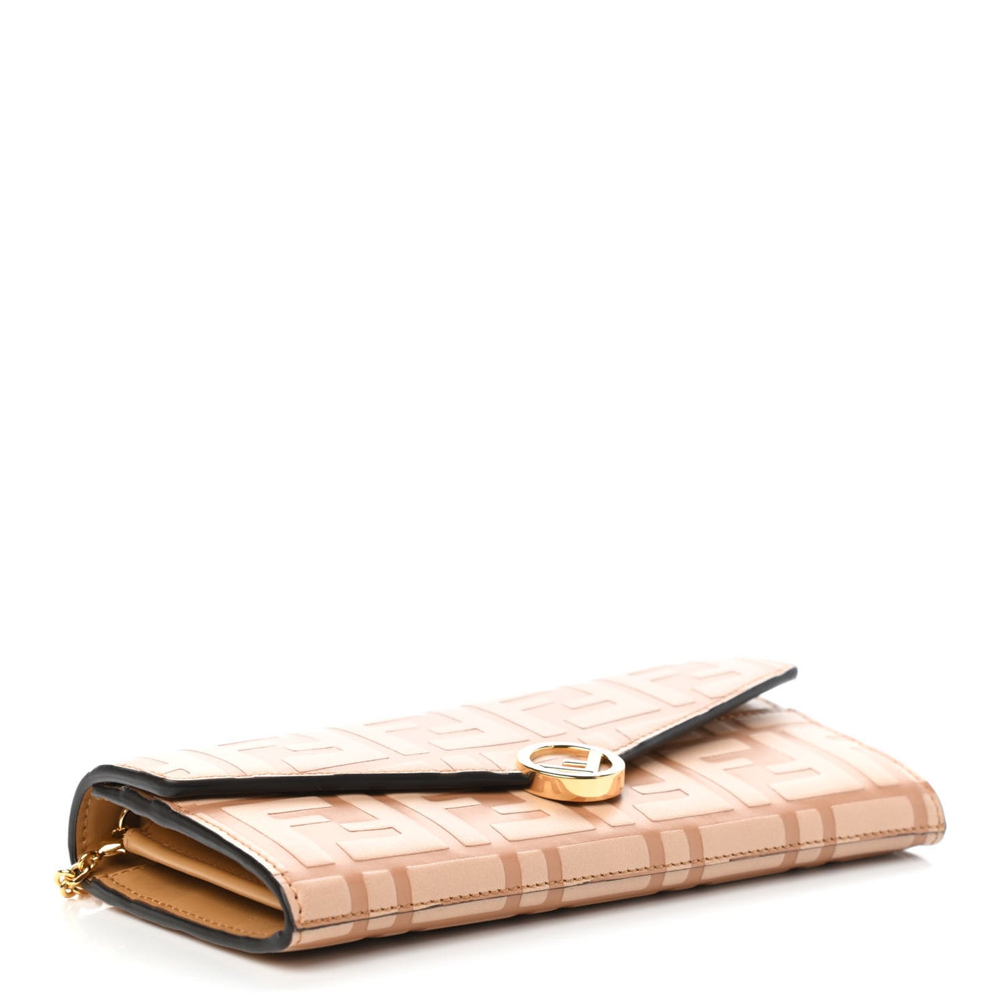 Vitello Termolagoon F is Fendi FF 1974 Embossed Continental Envelope Wallet On Chain Miele Scuro