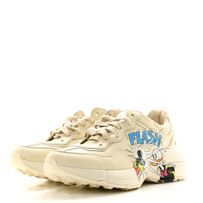 Gucci X DISNEY Calfskin Donald Duck Rhyton Sneakers 37.5 Ivory 3 of 12