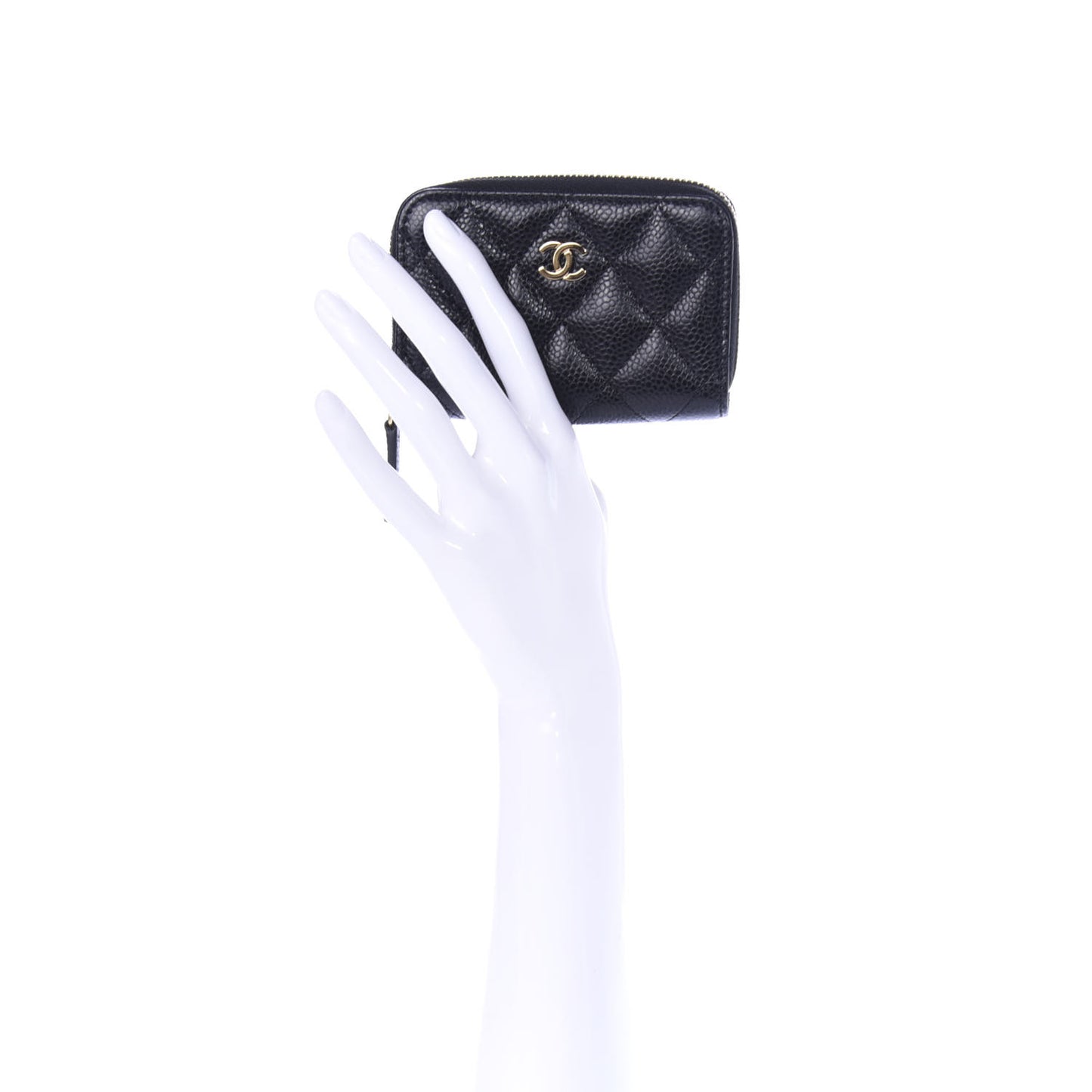 Caviar Quilted Zip Coin Purse Black